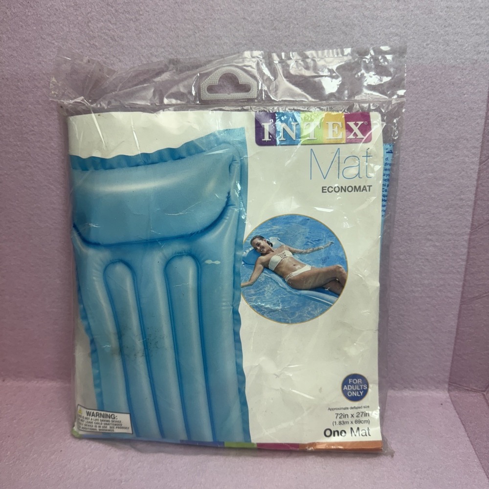 NIB Intex Economat 72" X 27" Blue Inflatable Pool Mat Float Lounge #59703EP Raft